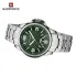 NAVIFORCE 9215 Men Wristwatch Top Brand Luxury Waterproof Watch Original Stainless Steel Sport Military Quartz Male Clock - Silver Green